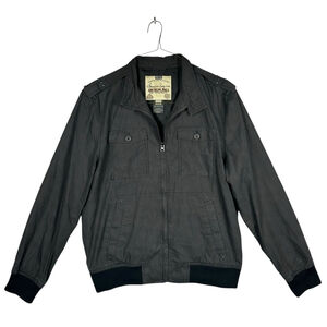 American Rag Full Zip Men's Jacket Heavy Duty Windbreaker Size Large Gray